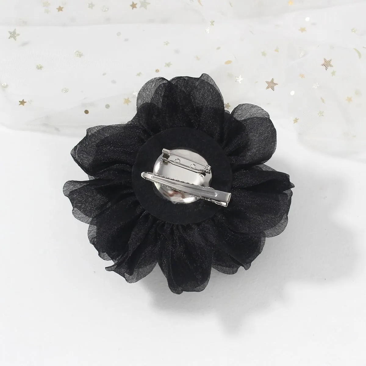 Rose Flower Brooches and Pins for Women | Black Brooches for Women with Hair Clip | Hair Pins for Women & Flower Clips for Hair | Lapel Pins for Women | Hat Pins for Women, Rose Pin 4.3 Inches, Black