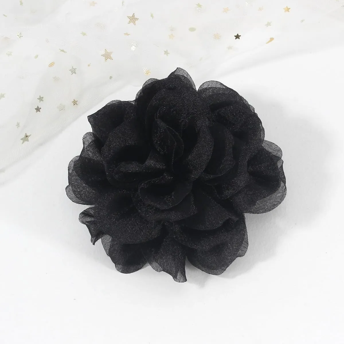 Rose Flower Brooches and Pins for Women | Black Brooches for Women with Hair Clip | Hair Pins for Women & Flower Clips for Hair | Lapel Pins for Women | Hat Pins for Women, Rose Pin 4.3 Inches, Black