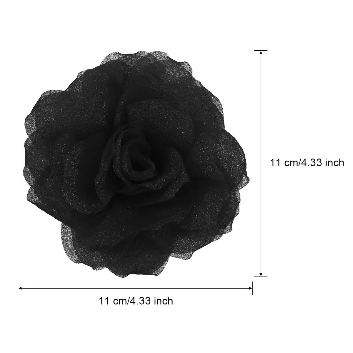 Rose Flower Brooches and Pins for Women | Black Brooches for Women with Hair Clip | Hair Pins for Women & Flower Clips for Hair | Lapel Pins for Women | Hat Pins for Women, Rose Pin 4.3 Inches, Black