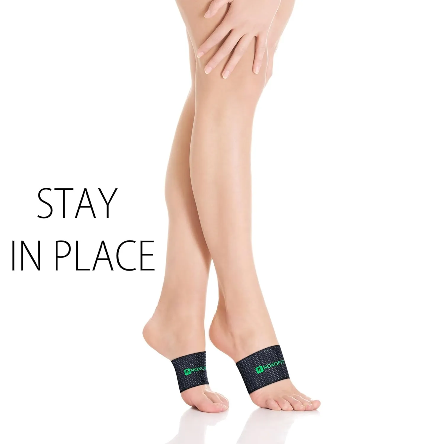 ROXOFIT Copper Arch Support for Plantar Fasciitis Pain Relief (Pair) - Elastic Compression Sleeves/Bands For High, Low Arches For Men, Women (Green logo, Small)