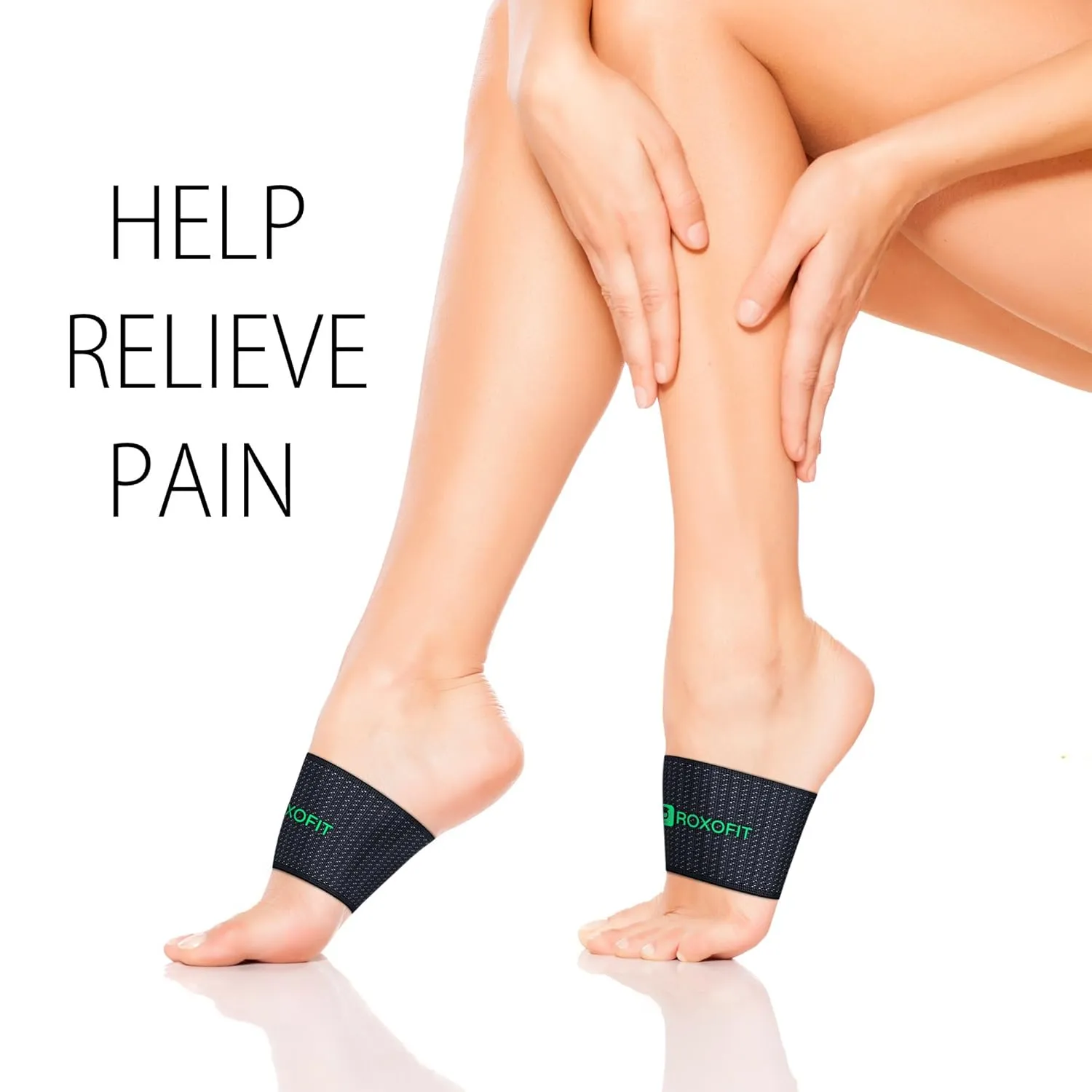 ROXOFIT Copper Arch Support for Plantar Fasciitis Pain Relief (Pair) - Elastic Compression Sleeves/Bands For High, Low Arches For Men, Women (Green logo, Small)
