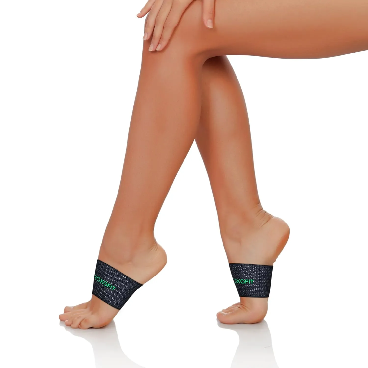 ROXOFIT Copper Arch Support for Plantar Fasciitis Pain Relief (Pair) - Elastic Compression Sleeves/Bands For High, Low Arches For Men, Women (Green logo, Small)
