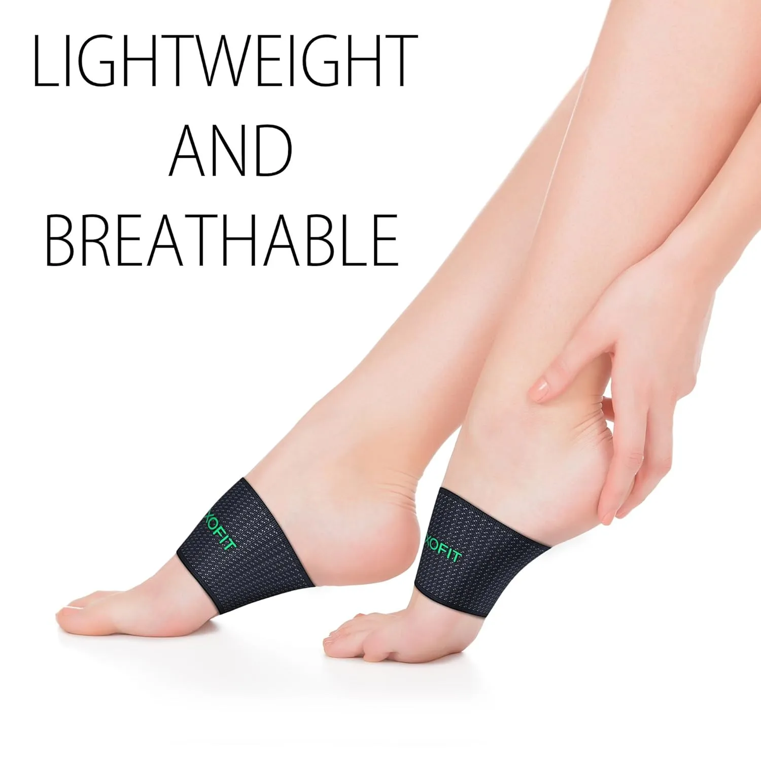 ROXOFIT Copper Arch Support for Plantar Fasciitis Pain Relief (Pair) - Elastic Compression Sleeves/Bands For High, Low Arches For Men, Women (Green logo, Small)