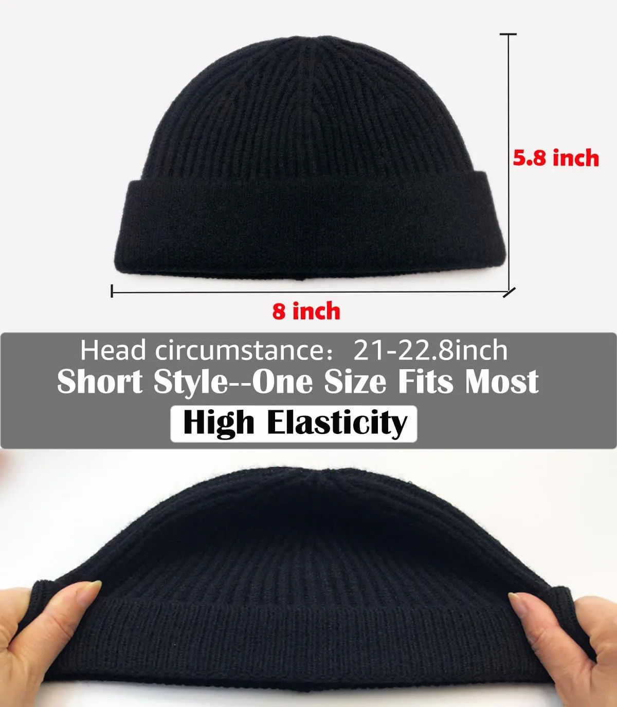 ROYBENS Swag Wool Short Fisherman Beanie for Men Women, Knit Cuff Trawler Beanie Watch Hat, Soft Spring Fall Skull Cap Unisex