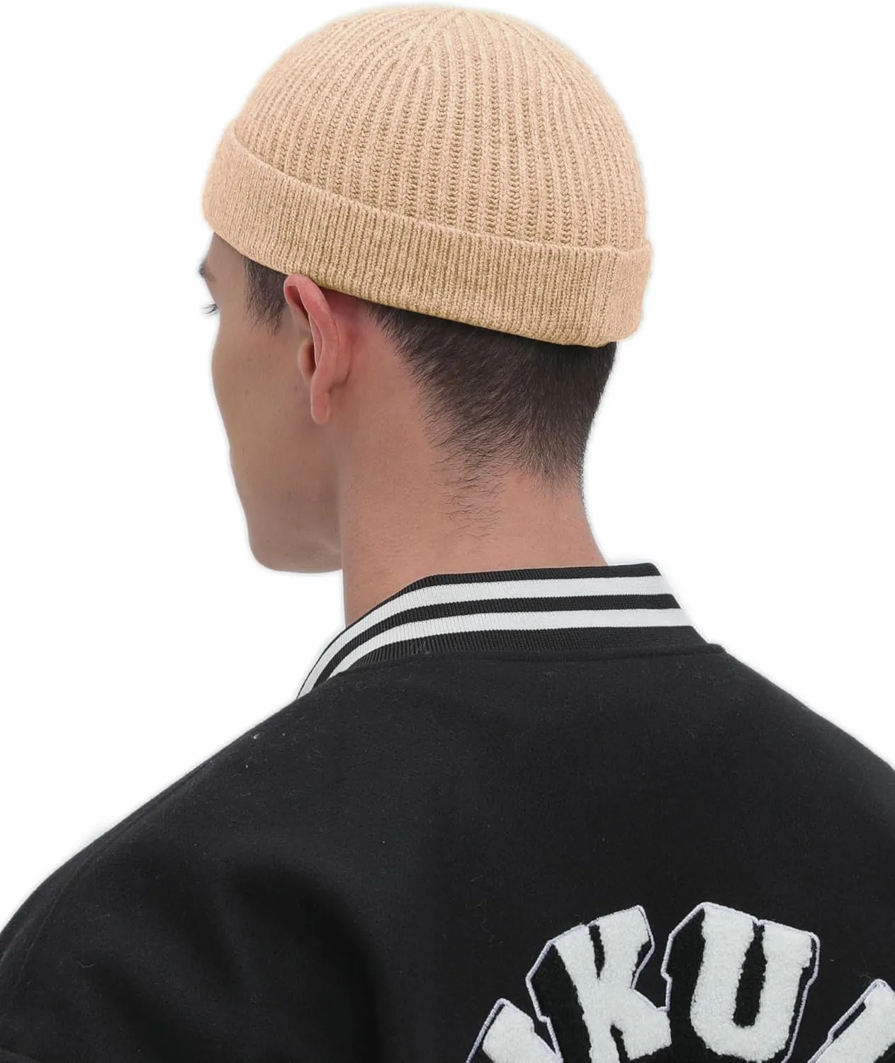 ROYBENS Swag Wool Short Fisherman Beanie for Men Women, Knit Cuff Trawler Beanie Watch Hat, Soft Spring Fall Skull Cap Unisex