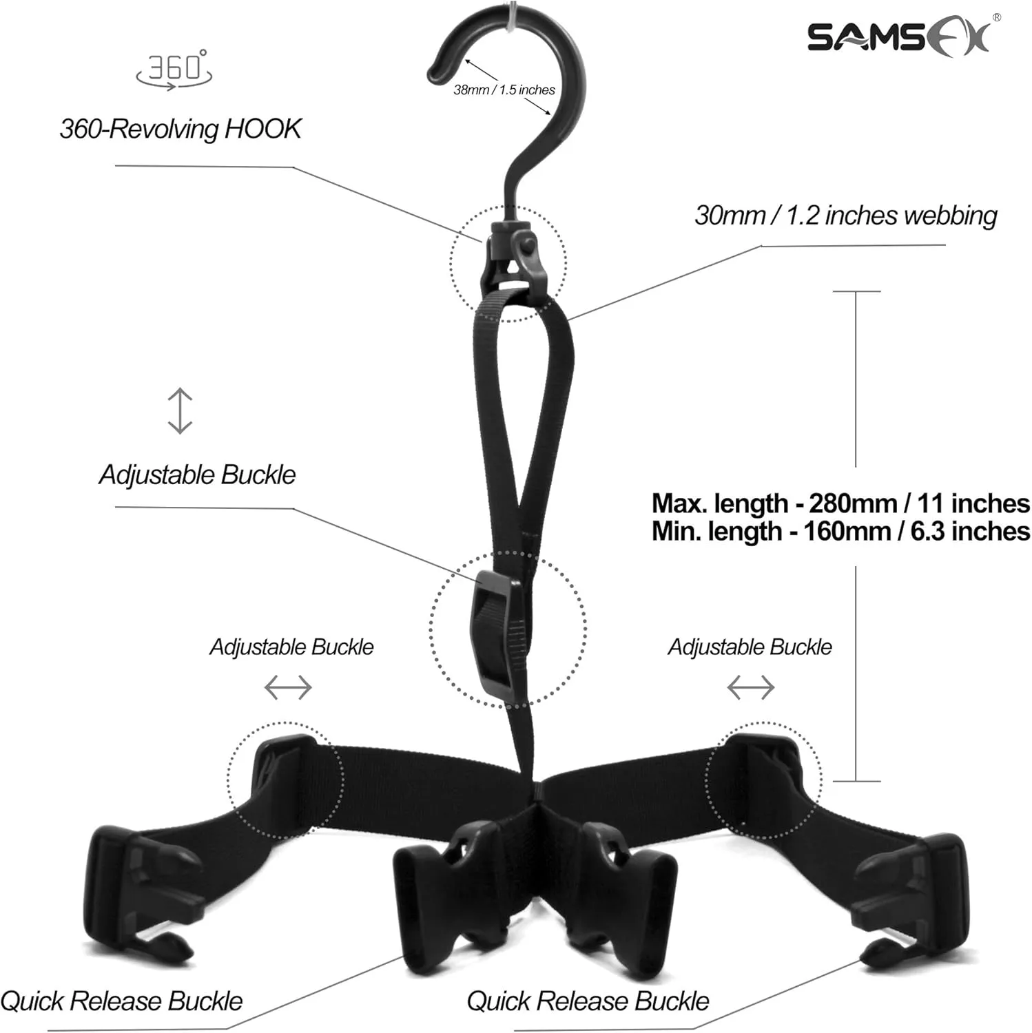 SAMSFX Fishing Wader Boot Hanger Adjustable Strap for Storage Drying