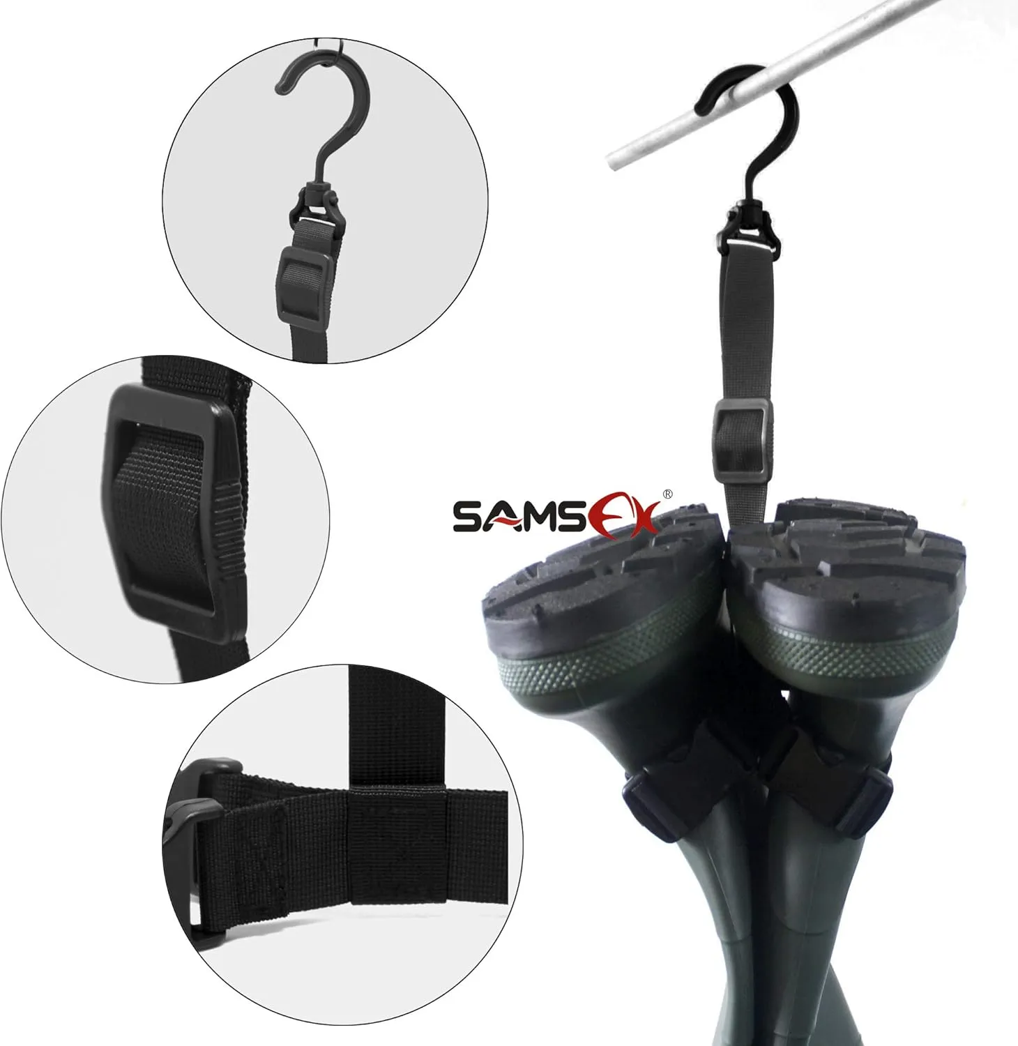 SAMSFX Fishing Wader Boot Hanger Adjustable Strap for Storage Drying