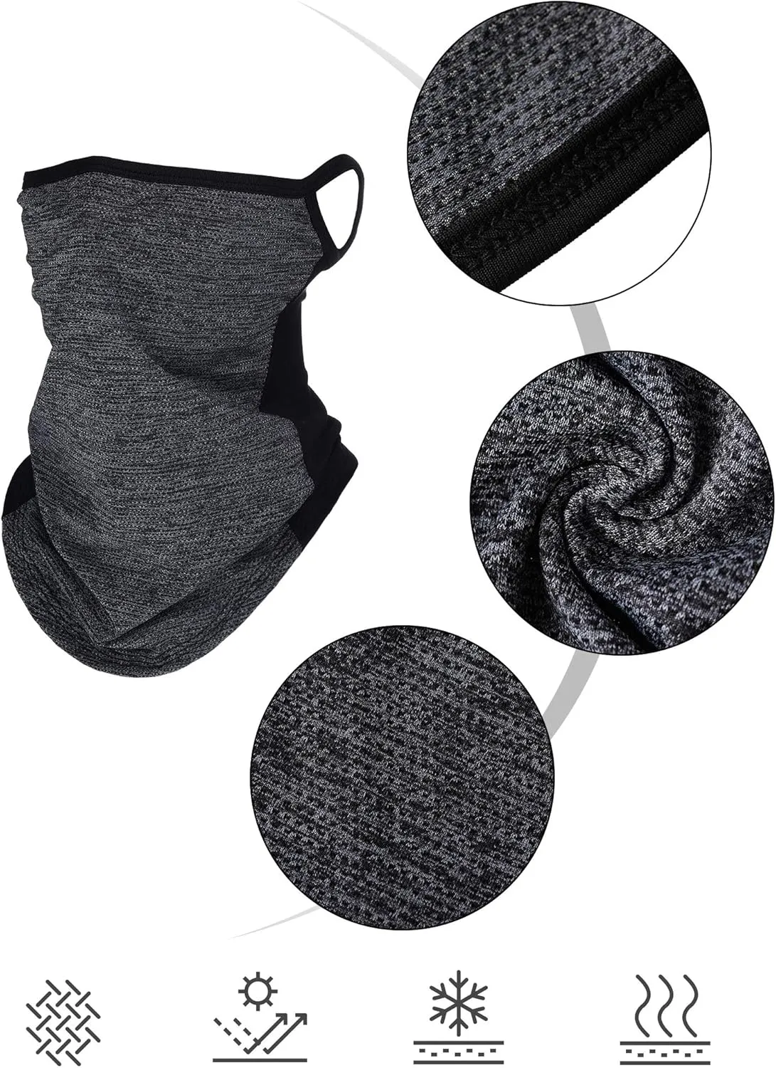 SATINIOR 4 Pcs Neck Gaiter with Ear Loops Neck Covers Bandana Cloth Face Gaiter Mask for Men Women Winter Non Slip Headwear