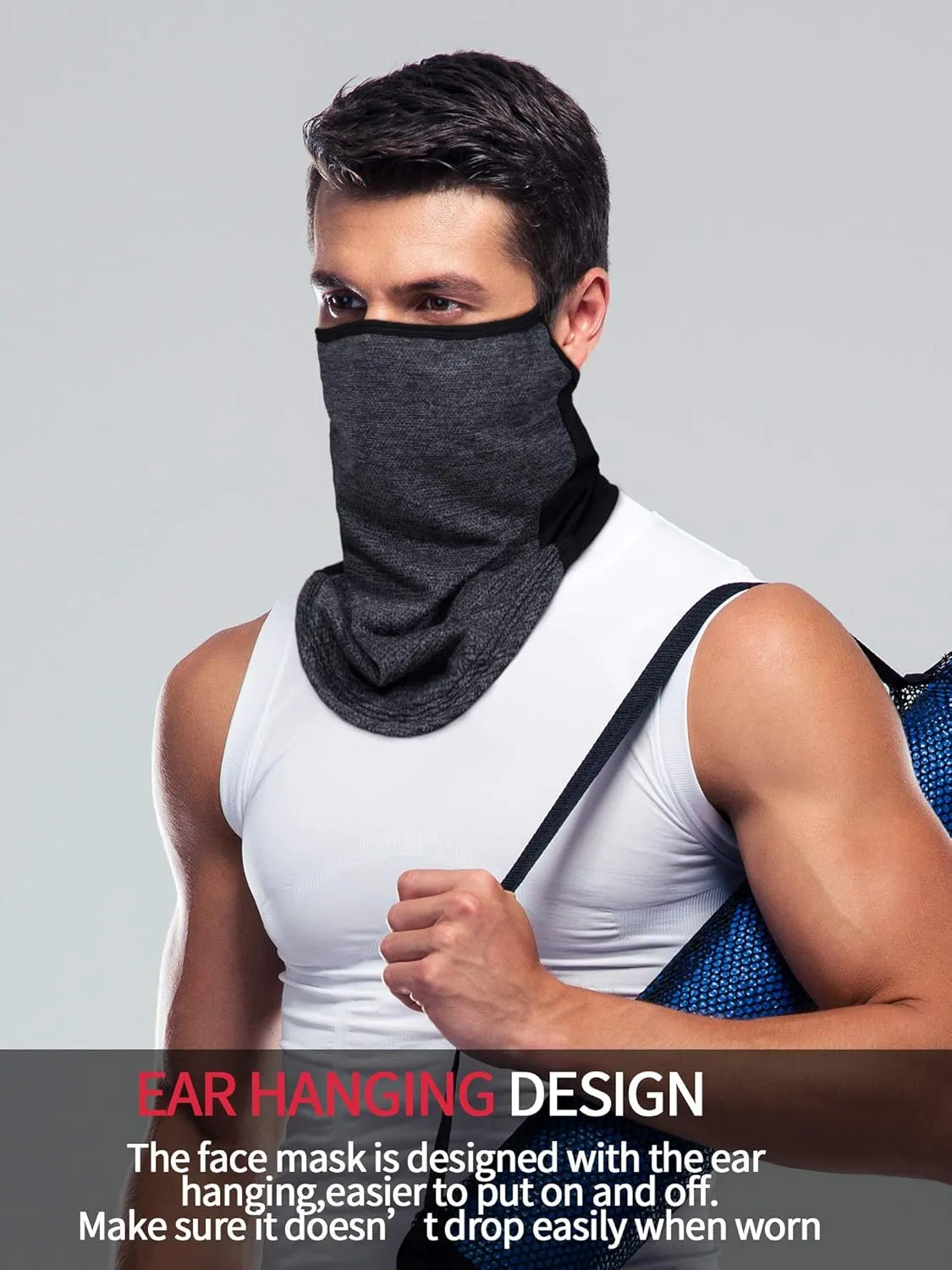 SATINIOR 4 Pcs Neck Gaiter with Ear Loops Neck Covers Bandana Cloth Face Gaiter Mask for Men Women Winter Non Slip Headwear
