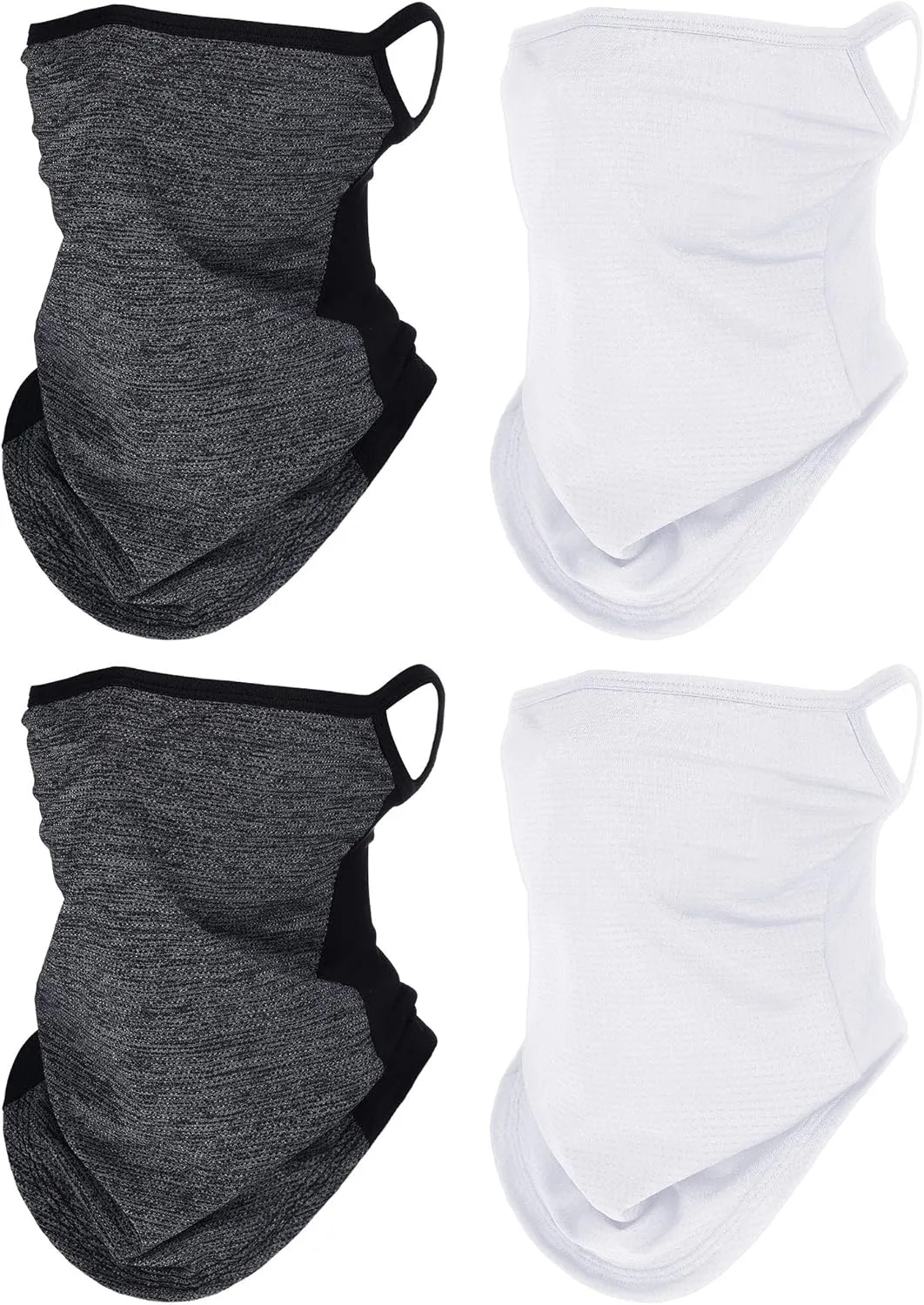 SATINIOR 4 Pcs Neck Gaiter with Ear Loops Neck Covers Bandana Cloth Face Gaiter Mask for Men Women Winter Non Slip Headwear