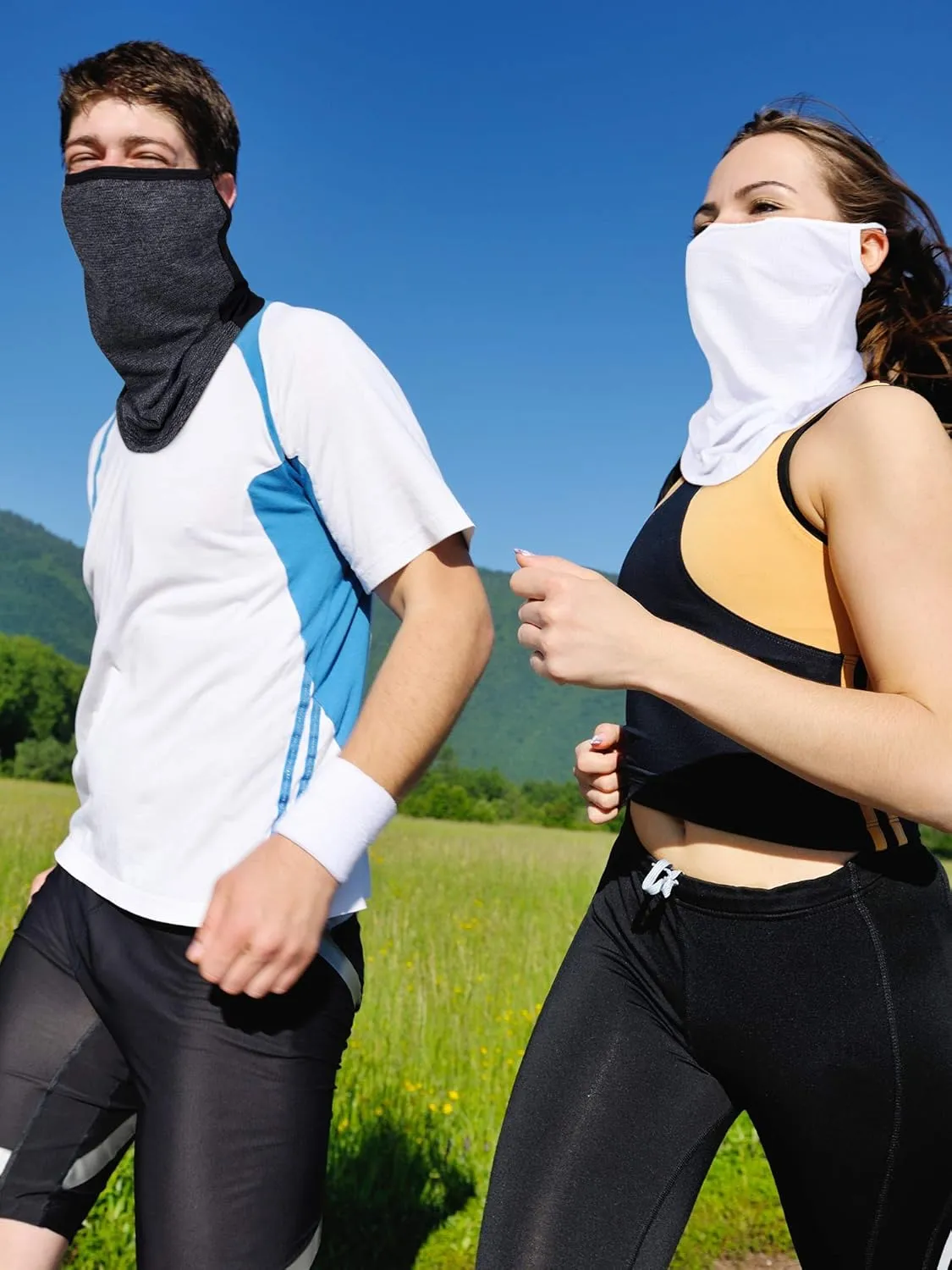 SATINIOR 4 Pcs Neck Gaiter with Ear Loops Neck Covers Bandana Cloth Face Gaiter Mask for Men Women Winter Non Slip Headwear