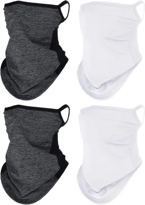 SATINIOR 4 Pcs Neck Gaiter with Ear Loops Neck Covers Bandana Cloth Face Gaiter Mask for Men Women Winter Non Slip Headwear