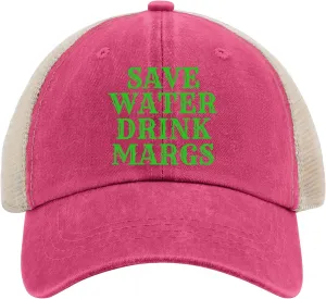 Save Water Drink Margs Trucker Hat Men Funny Mesh Cap for Summer