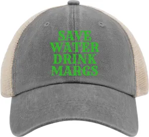 Save Water Drink Margs Trucker Hat Men Funny Mesh Cap for Summer