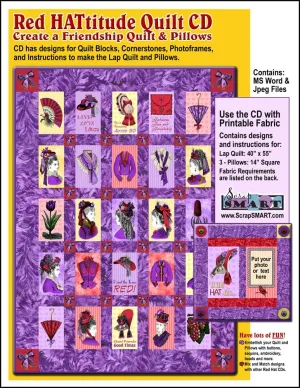 ScrapSMART - Red HATtitude Quilt & Pillows - Software Collection - Jpeg & MS Word files [Download]