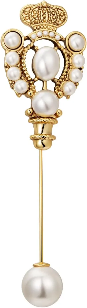 SHE'S FREE STYLE JUST FOR YOU [Versailles Dream] Vintage crown flower brooches and pins for women, Pearl brooch pins Metal Plating Process safety pins Baroque Style jewelry pins and brooches