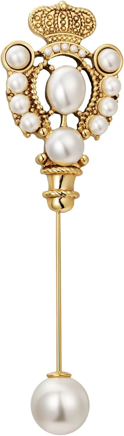 SHE'S FREE STYLE JUST FOR YOU [Versailles Dream] Vintage crown flower brooches and pins for women, Pearl brooch pins Metal Plating Process safety pins Baroque Style jewelry pins and brooches