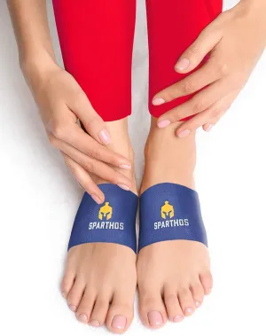 Sparthos Arch Support Brace - Plantar Fasciitis Support Brace - Foot Feet Brace, Ankle Pain Relief, Night Splint - Achilles Tendon Massager Flat Heel Wrap - for Men and Women (Blue-M)