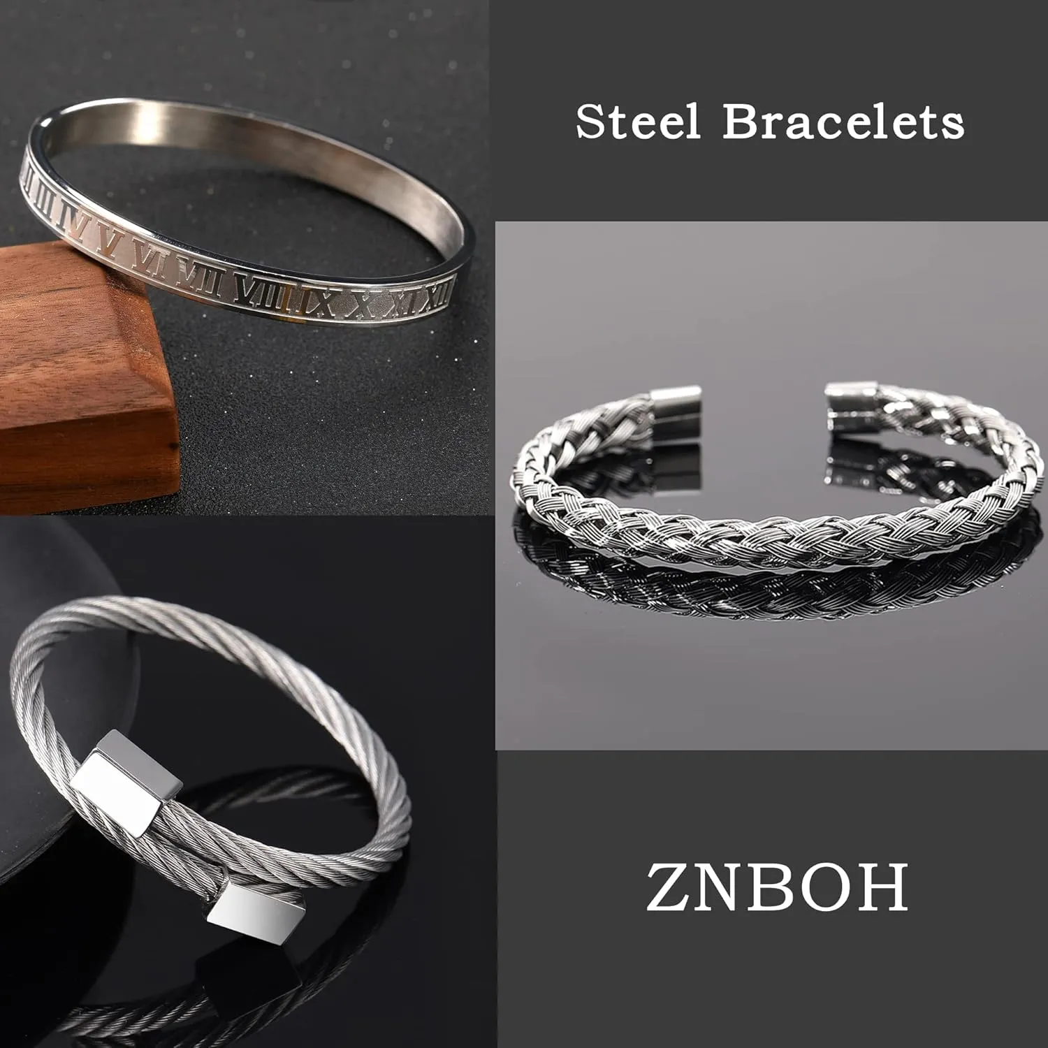 Stainless Steel Bracelets for Men Gold Roman Numeral Bangle Bracelet Adjustable Cuff Bracelet Twisted Cable Bracelet Luxury Roman Royal Crown Charm Jewelry Gifts