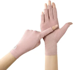 Summer Sunblock-Fingerless-Gloves for Women UV-Protection Non-Slip Driving Gloves for Cyling Riding Outdoor