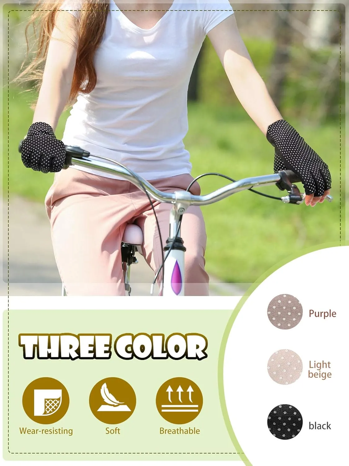 Sunblock Fingerless Gloves Non-slip UV Protection Driving Gloves Summer Outdoor Mittens for Women Girls