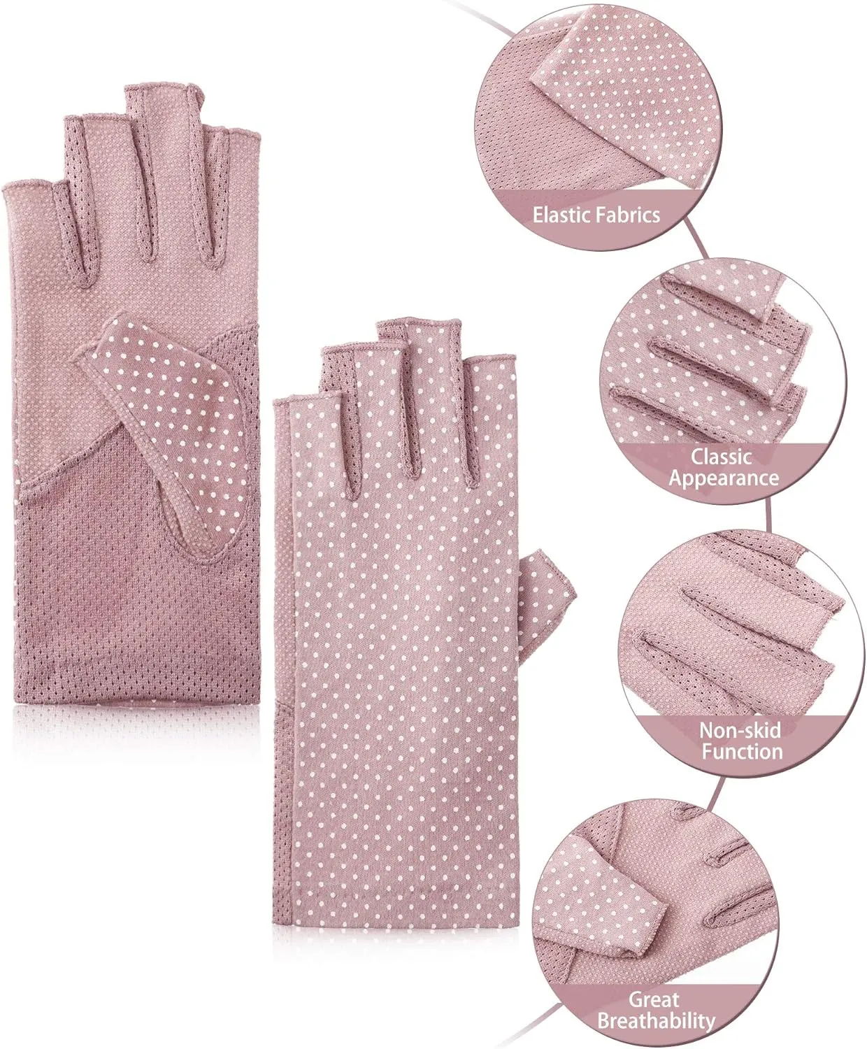 Sunblock Fingerless Gloves Non-slip UV Protection Driving Gloves Summer Outdoor Mittens for Women Girls