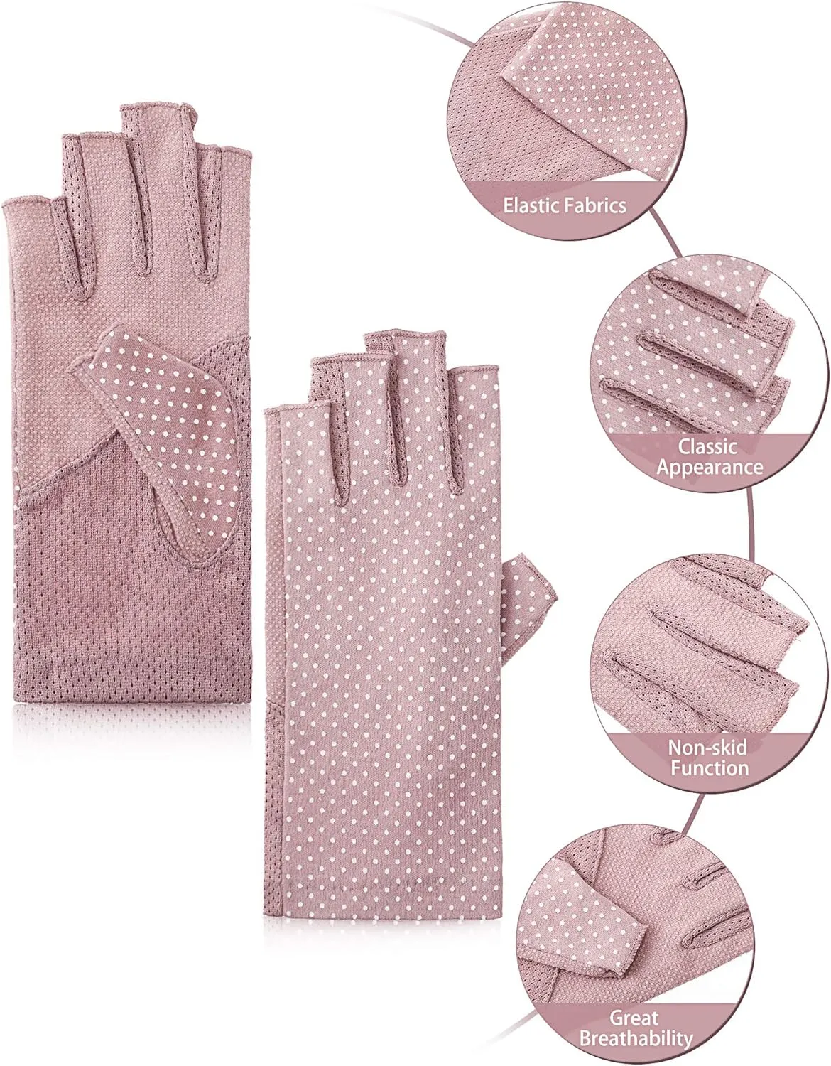 Sunblock Fingerless Gloves Non-slip UV Protection Driving Gloves Summer Outdoor Mittens for Women Girls