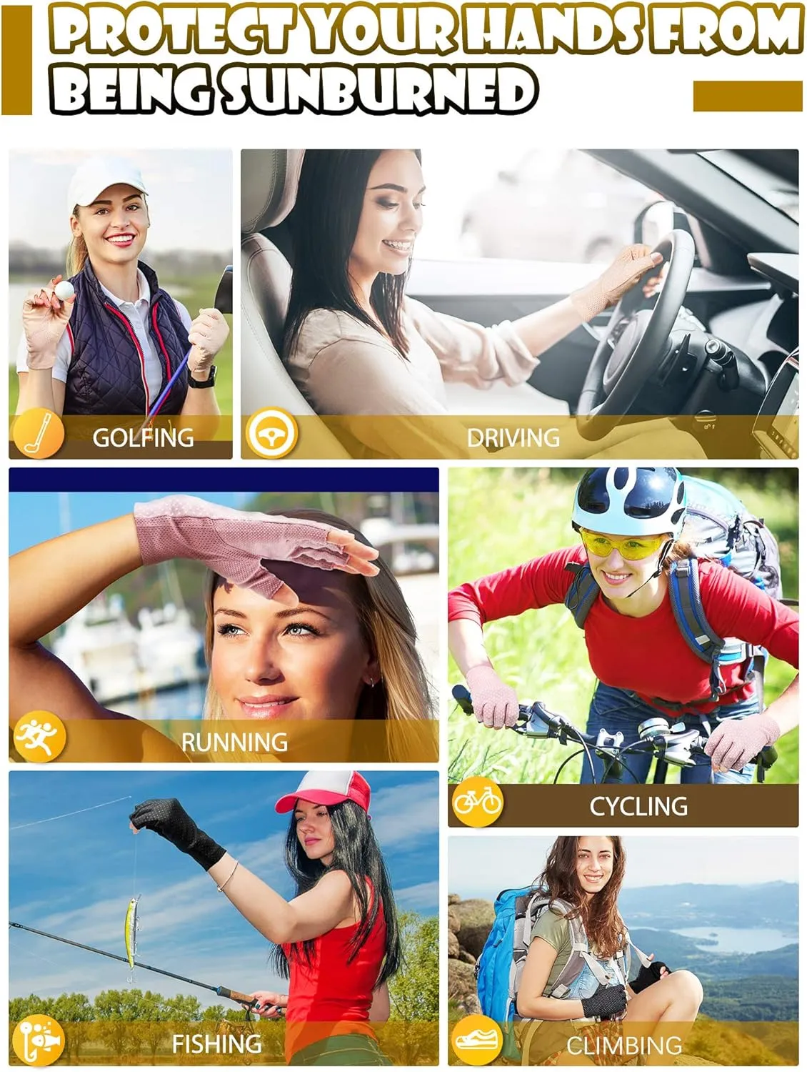 Sunblock Fingerless Gloves Non-slip UV Protection Driving Gloves Summer Outdoor Mittens for Women Girls
