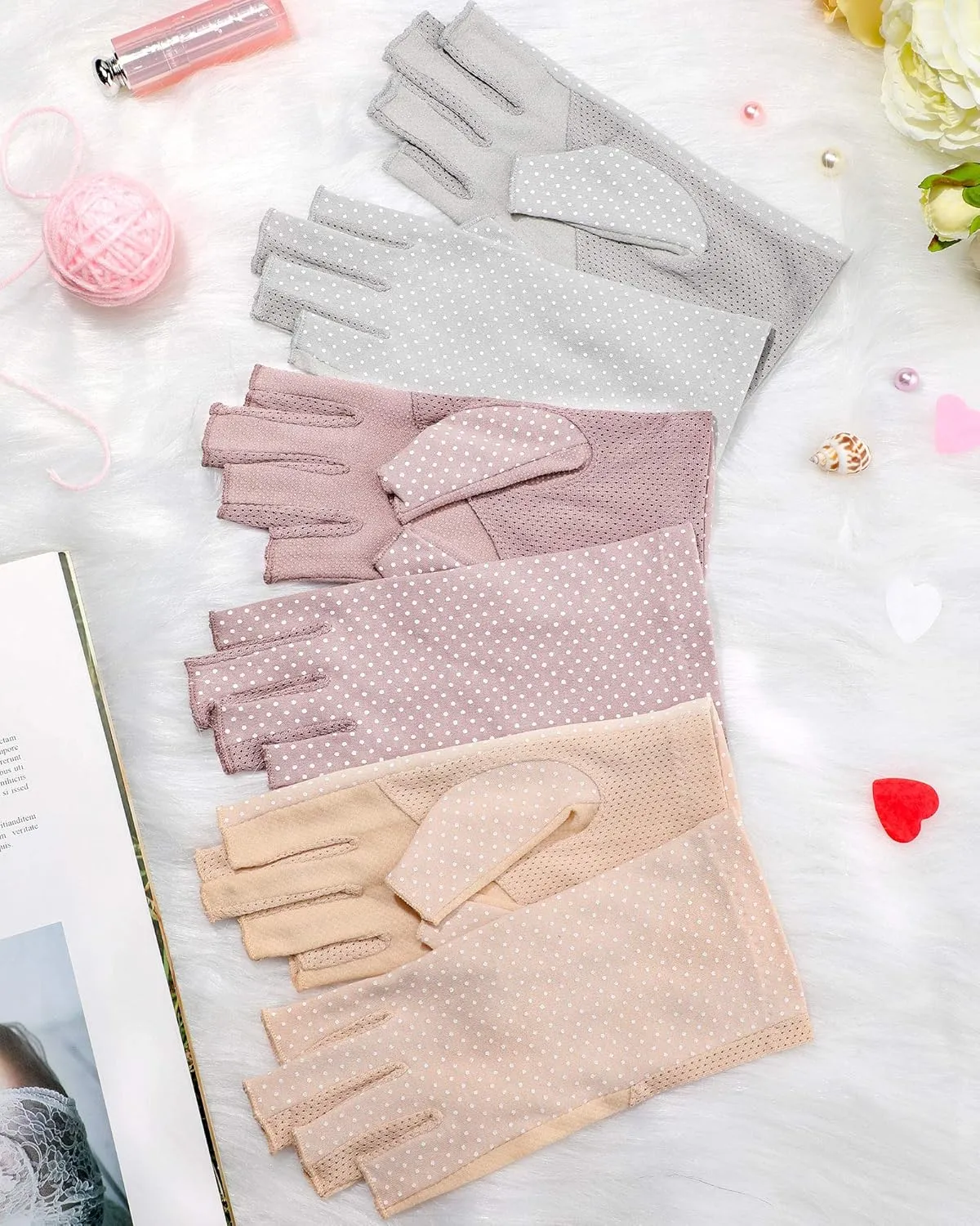 Sunblock Fingerless Gloves Non-slip UV Protection Driving Gloves Summer Outdoor Mittens for Women Girls