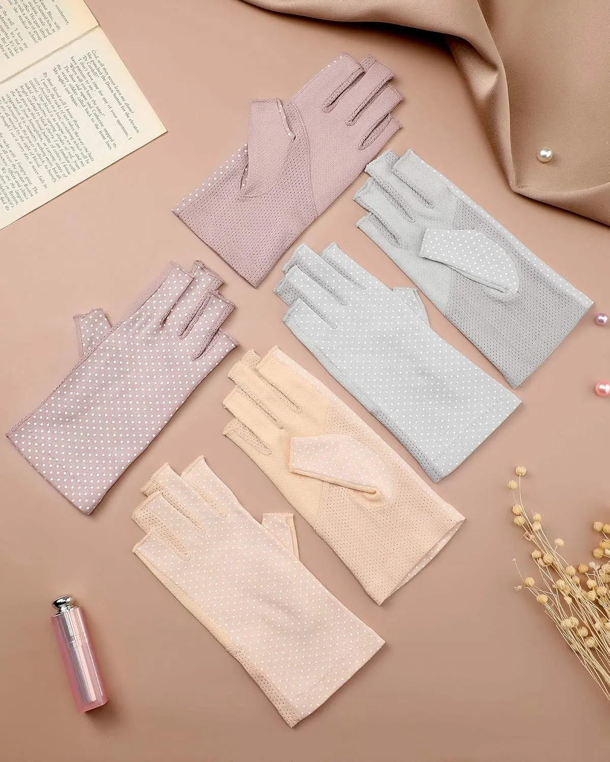 Sunblock Fingerless Gloves Non-slip UV Protection Driving Gloves Summer Outdoor Mittens for Women Girls
