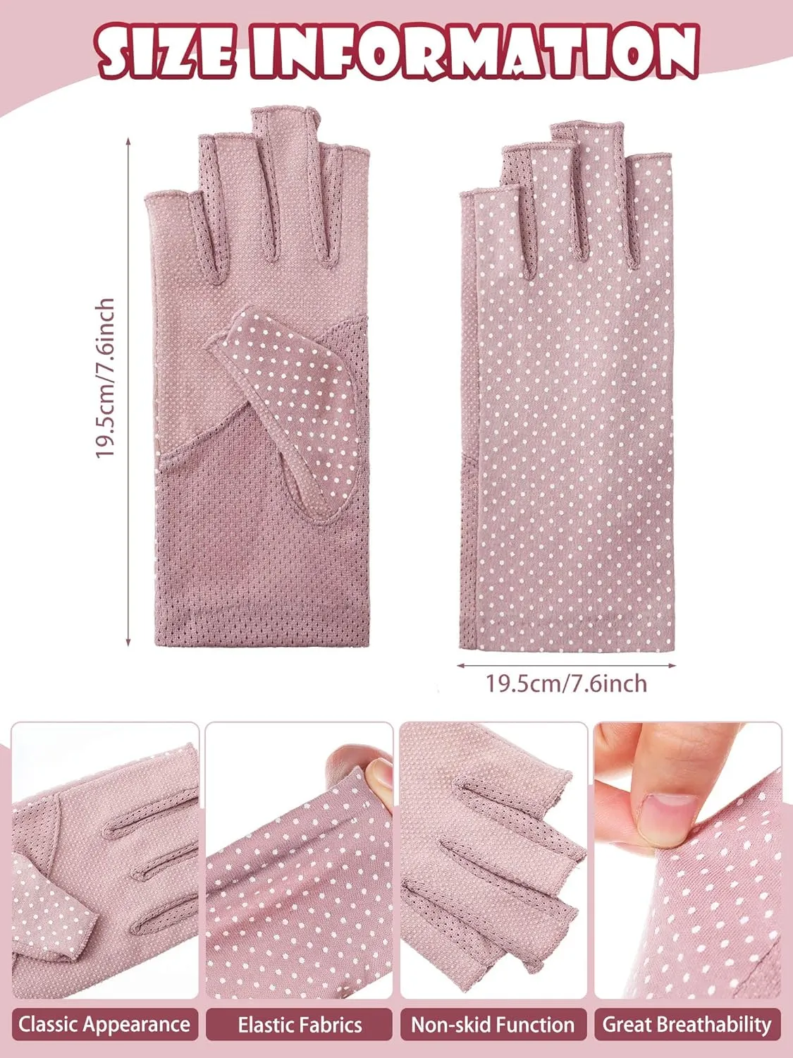 Sunblock Fingerless Gloves Non-slip UV Protection Driving Gloves Summer Outdoor Mittens for Women Girls