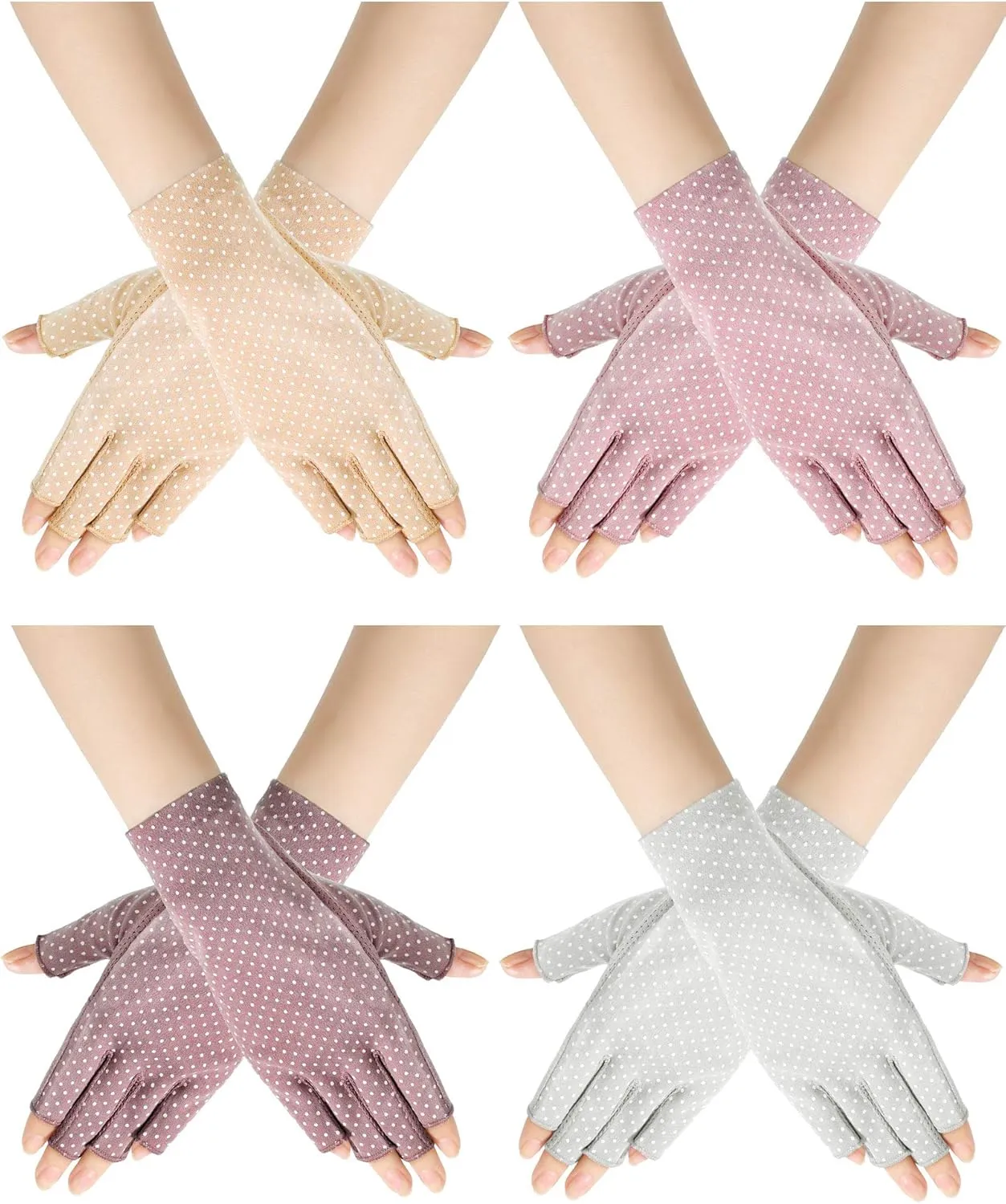 Sunblock Fingerless Gloves Non-slip UV Protection Driving Gloves Summer Outdoor Mittens for Women Girls