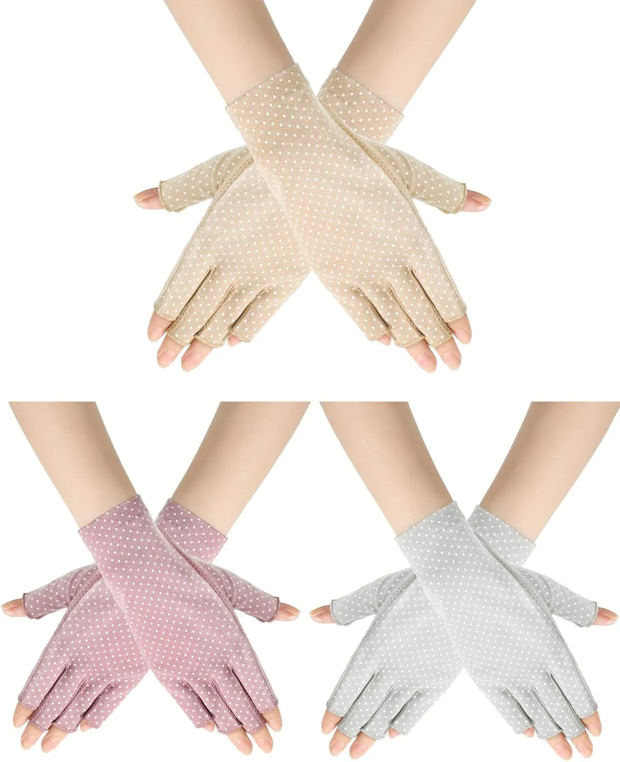 Sunblock Fingerless Gloves Non-slip UV Protection Driving Gloves Summer Outdoor Mittens for Women Girls