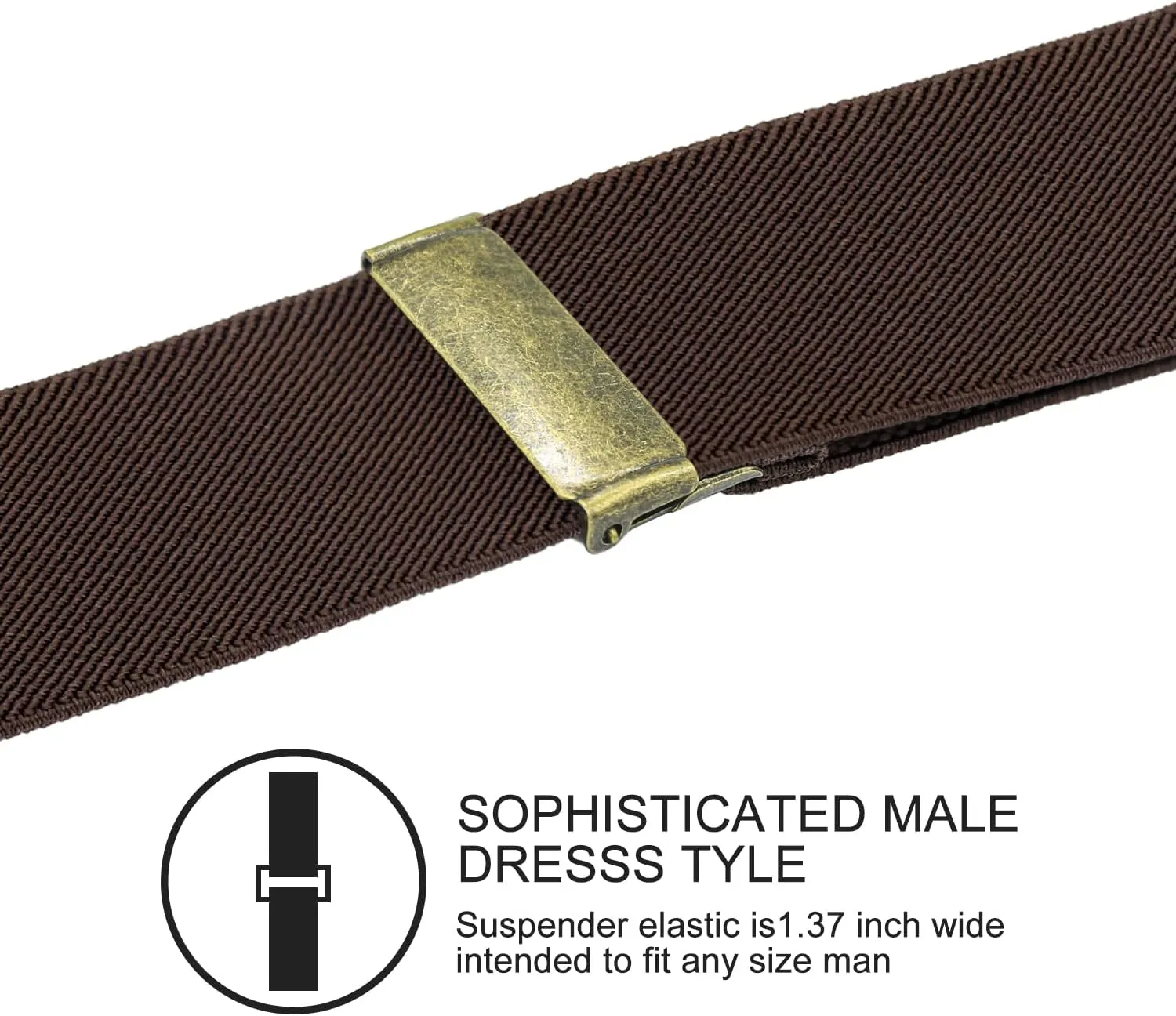 Suspenders for Men, Adjustable Suspenders Gold Clip with Elastic Straps Y-Back Construction Heavy Duty for Work