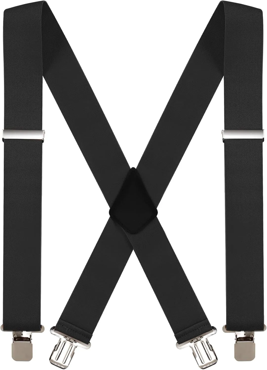 Suspenders for Men with Heavy Duty Clip, 2" Wide Men's Suspenders for Work X-Back Suspenders Ideal for Seniors Fathers Husbands (Black)