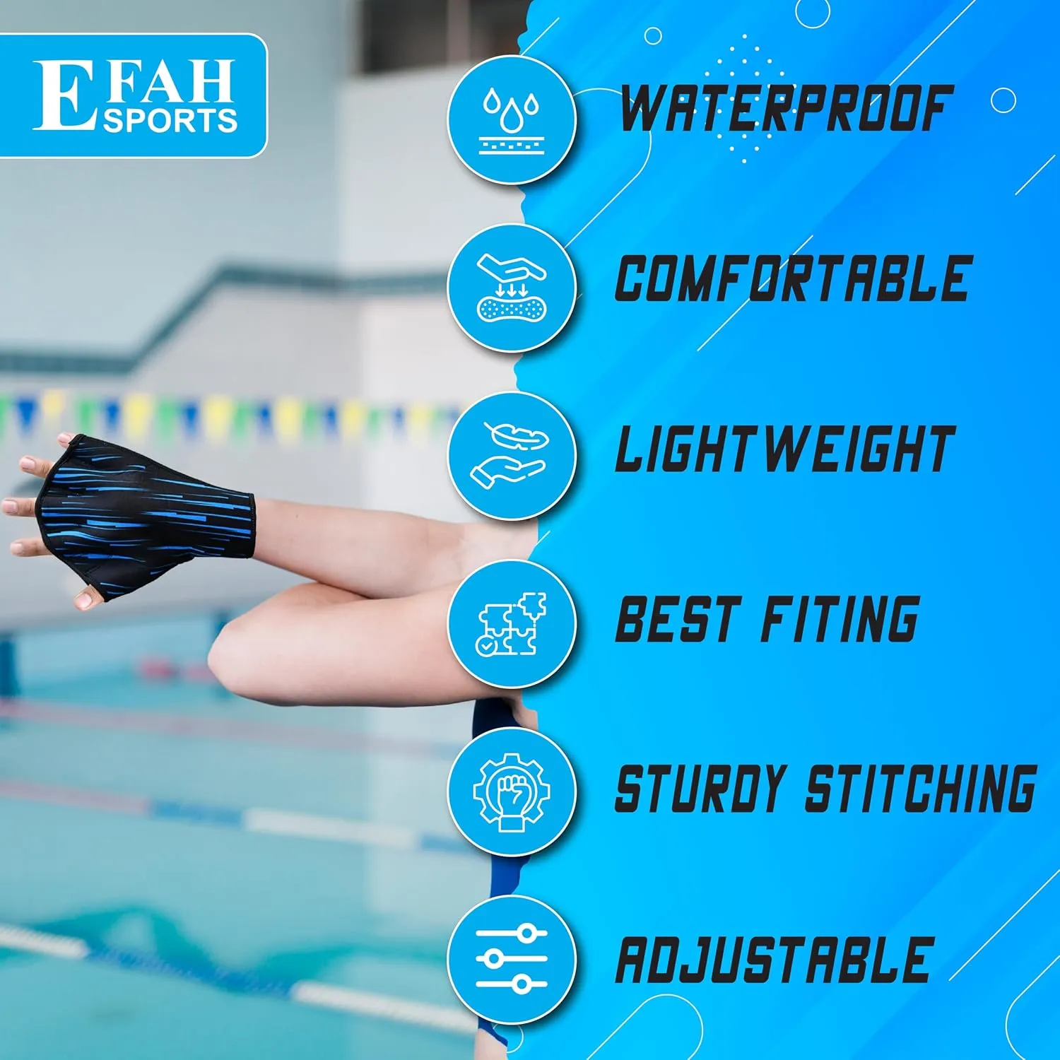 Swimming Gloves Aquatic Swim Training Glove Neoprene Webbed Fitness and Water Aerobics Resistance Gloves for Men Women Children