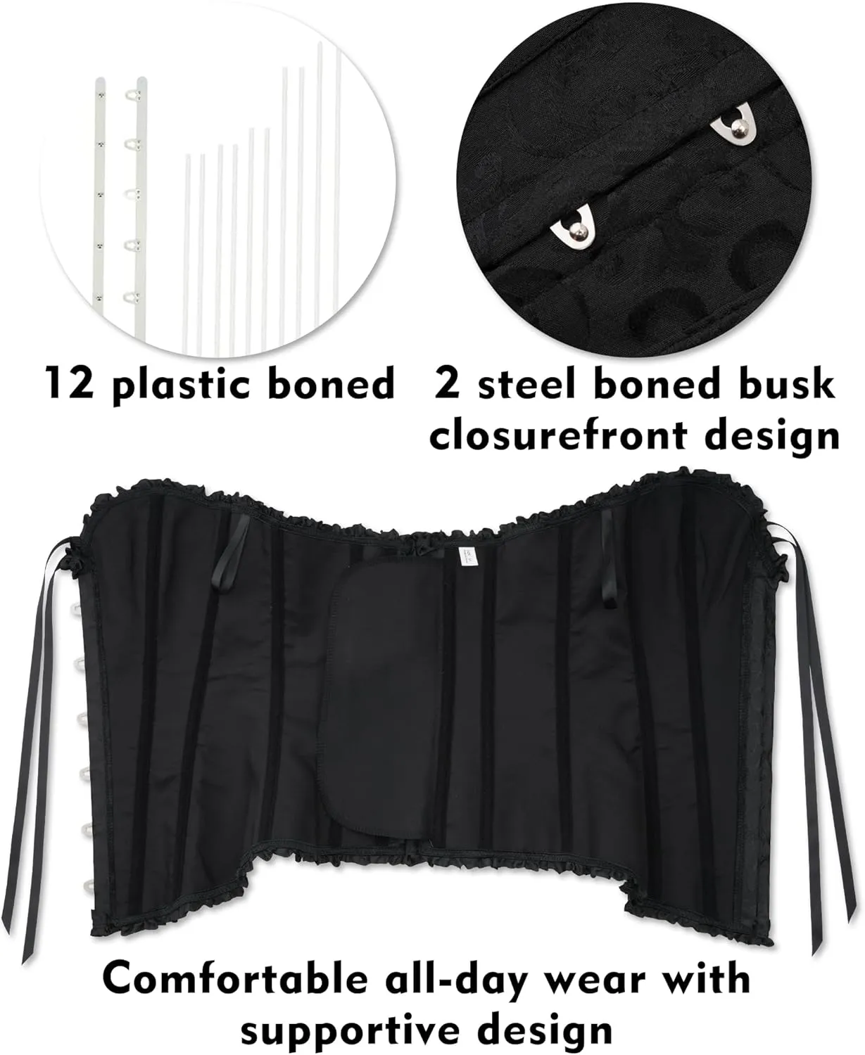 SZIVYSHI Corset Tops for Women, Bustier Shapewear Lingerie, Lace Waist Push Up Bodysuit
