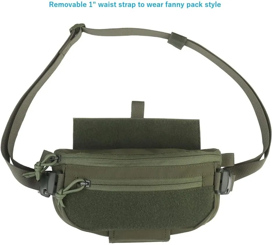 Tactical Drop Dangler Pouch with Hoop and Loop Sub Abdominal Carrying Kit Bag Utility Tool Pouch Waistpack for Chest Rig Vest
