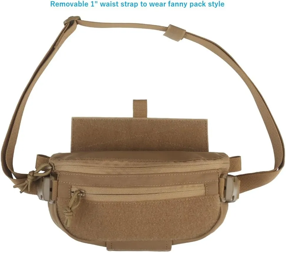 Tactical Drop Dangler Pouch with Hoop and Loop Sub Abdominal Carrying Kit Bag Utility Tool Pouch Waistpack for Chest Rig Vest
