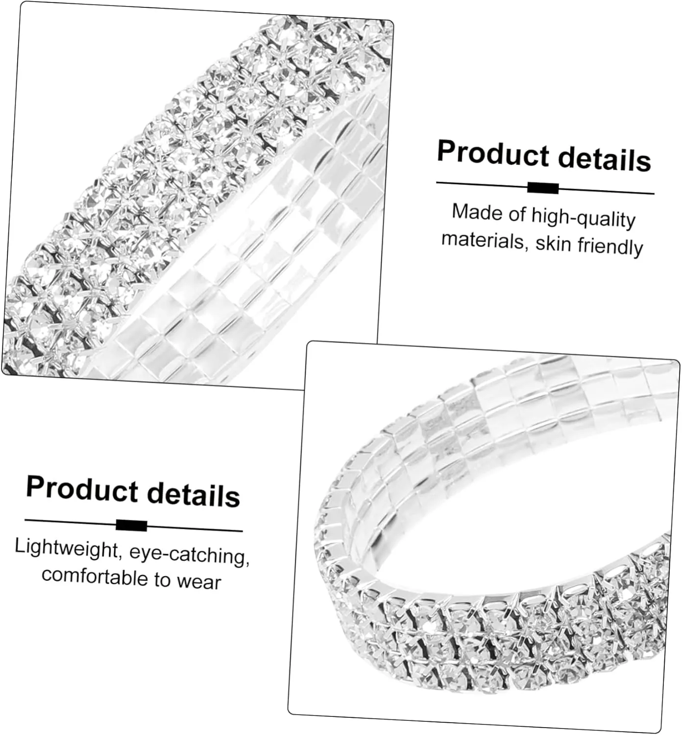 TENDYCOCO Stretch Diamond Bracelet Crystals Bracelet Rhinestone Stretch Bracelet Wedding Tennis Bracelet