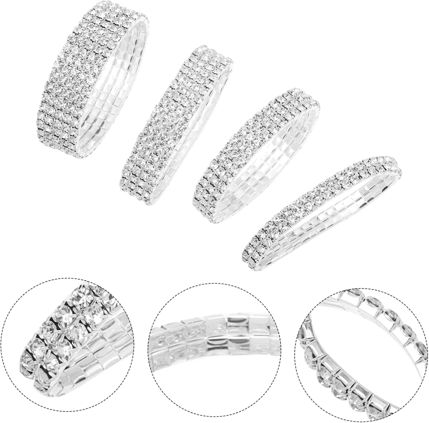 TENDYCOCO Stretch Diamond Bracelet Crystals Bracelet Rhinestone Stretch Bracelet Wedding Tennis Bracelet