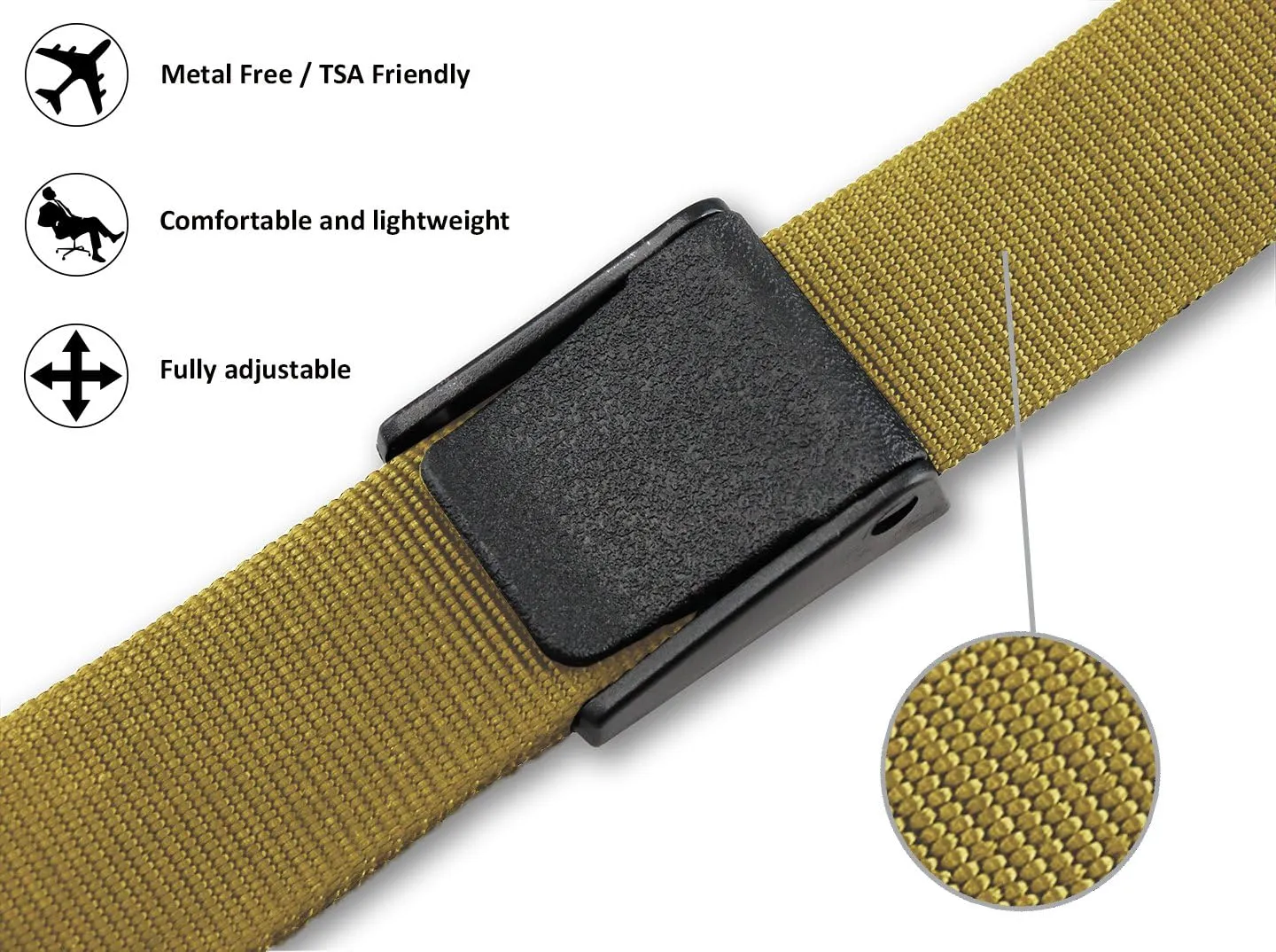 Thomas Bates Titan Big and Tall Web Belt 64 Inch Mens Metal Free Heavy Duty