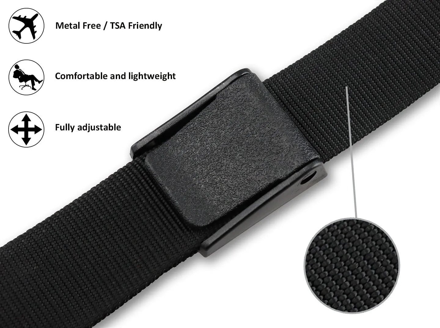 Thomas Bates Titan Big and Tall Web Belt 64 Inch Mens Metal Free Heavy Duty
