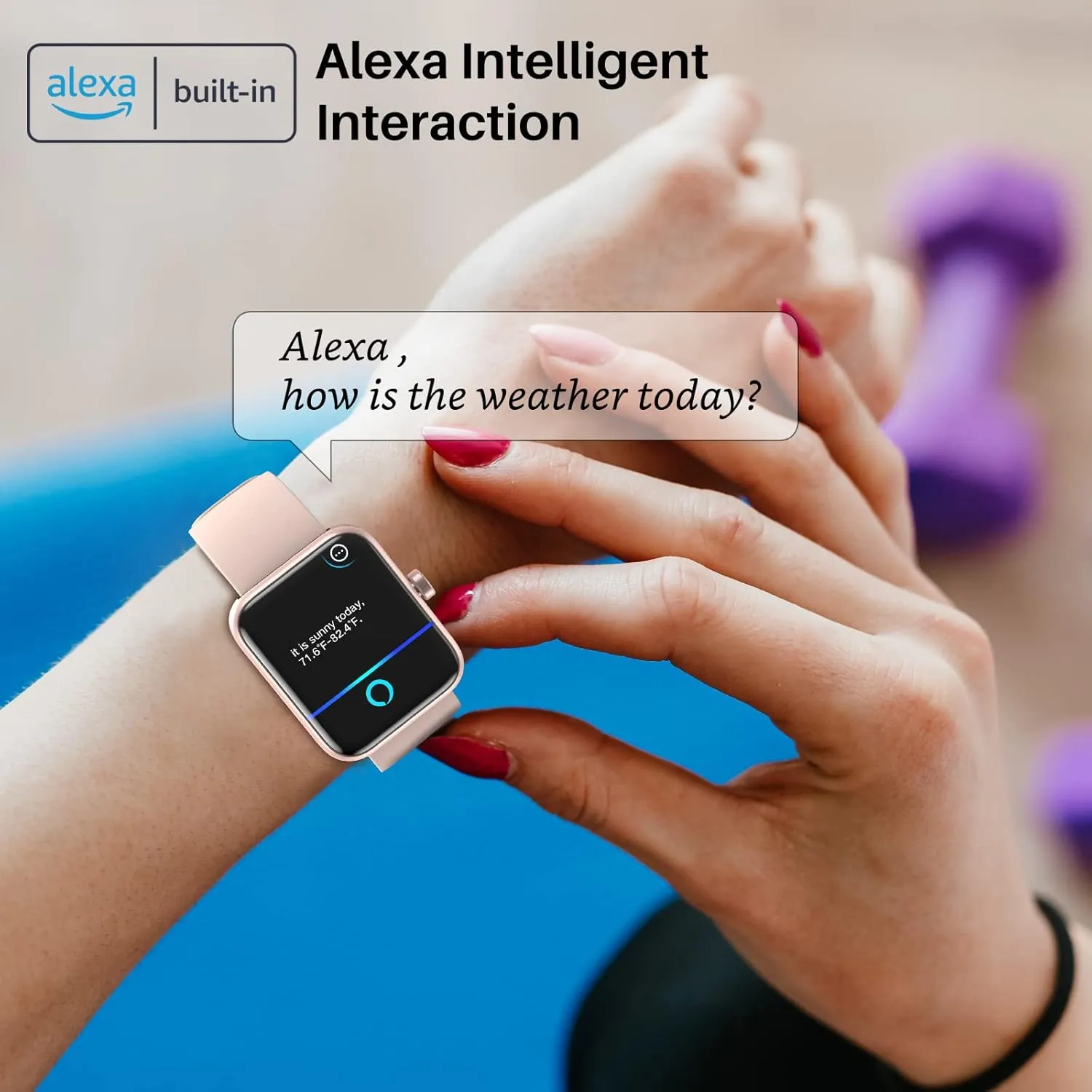 TOZO S2 40mm Mini Smart Watch Alexa Built-in Fitness Tracker with Sleep Monitor 5ATM Waterproof HD Color Touchscreen for Men Women Compatible with iPhone&Android Rose Gold