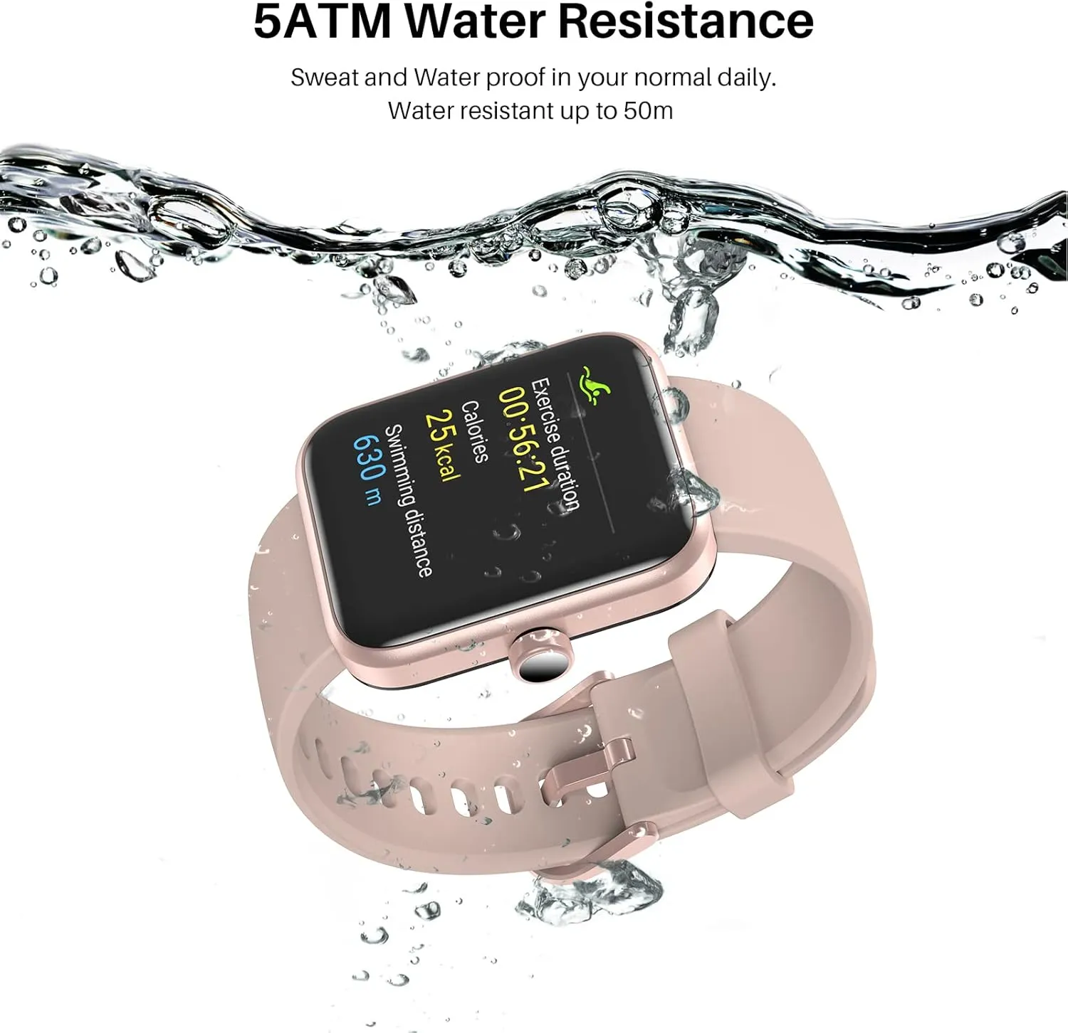 TOZO S2 40mm Mini Smart Watch Alexa Built-in Fitness Tracker with Sleep Monitor 5ATM Waterproof HD Color Touchscreen for Men Women Compatible with iPhone&Android Rose Gold