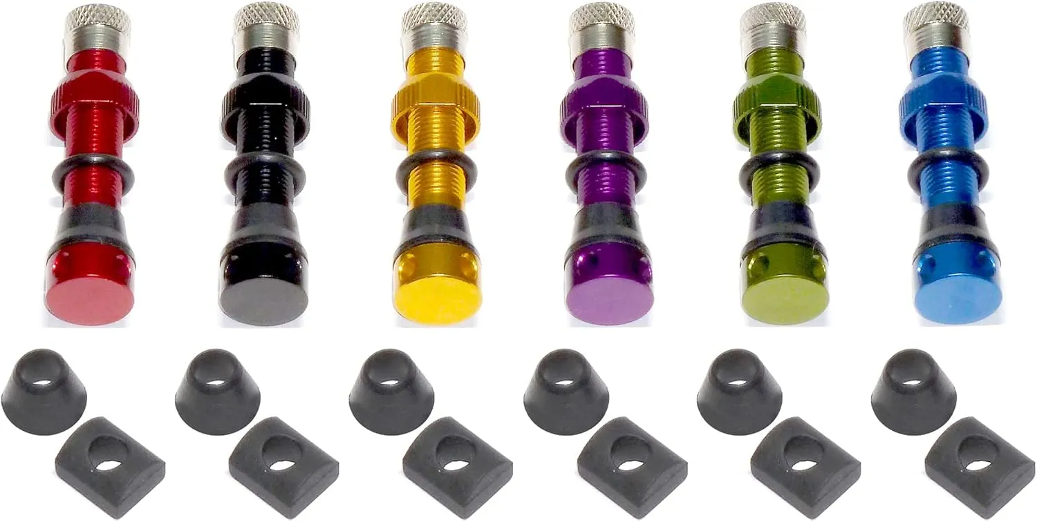 Tubeless Schrader Valve - 44mm Alloy - Pair! Choose Color