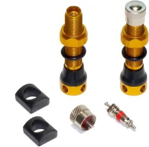 Tubeless Schrader Valve - 44mm Alloy - Pair! Choose Color