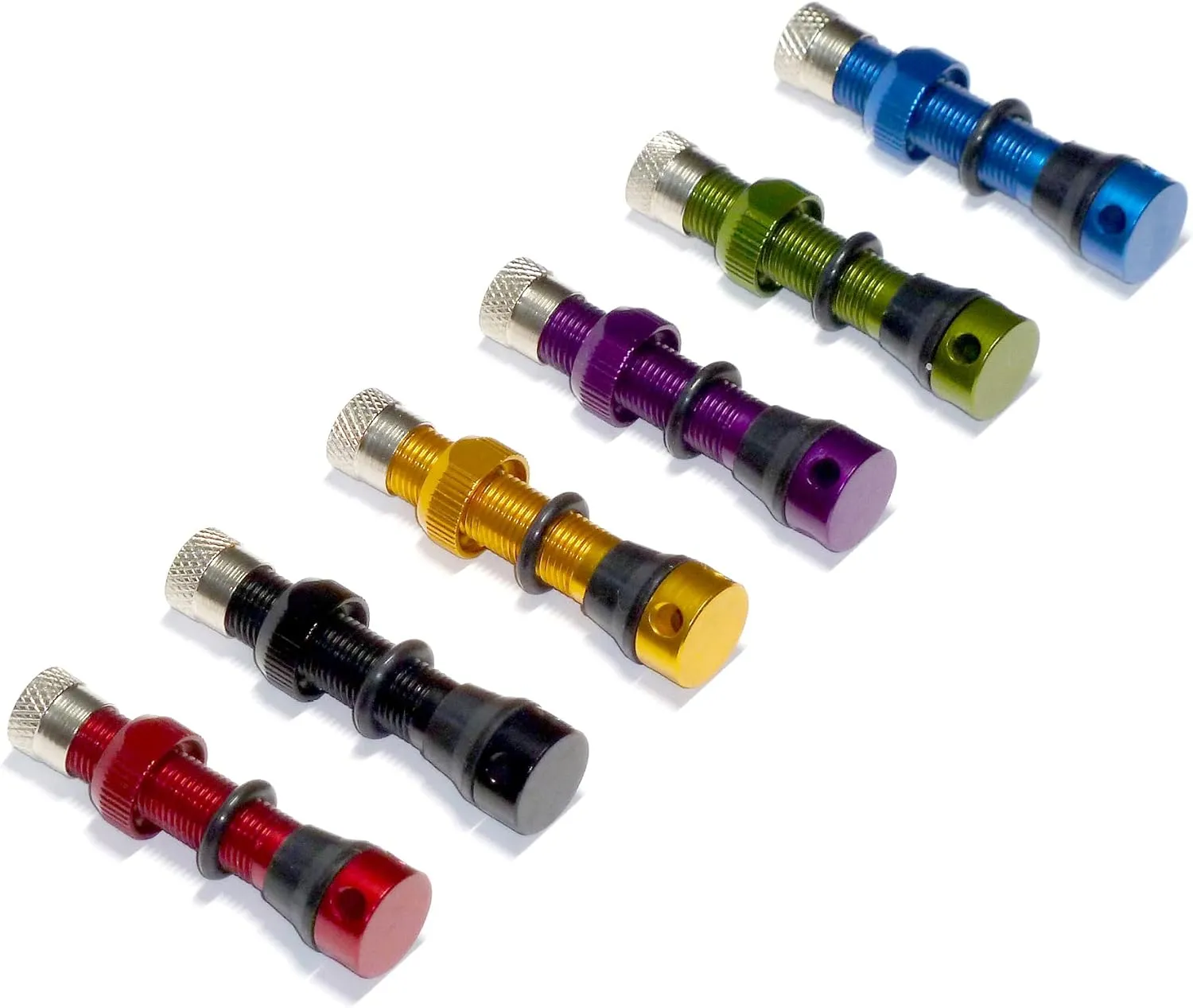 Tubeless Schrader Valve - 44mm Alloy - Pair! Choose Color