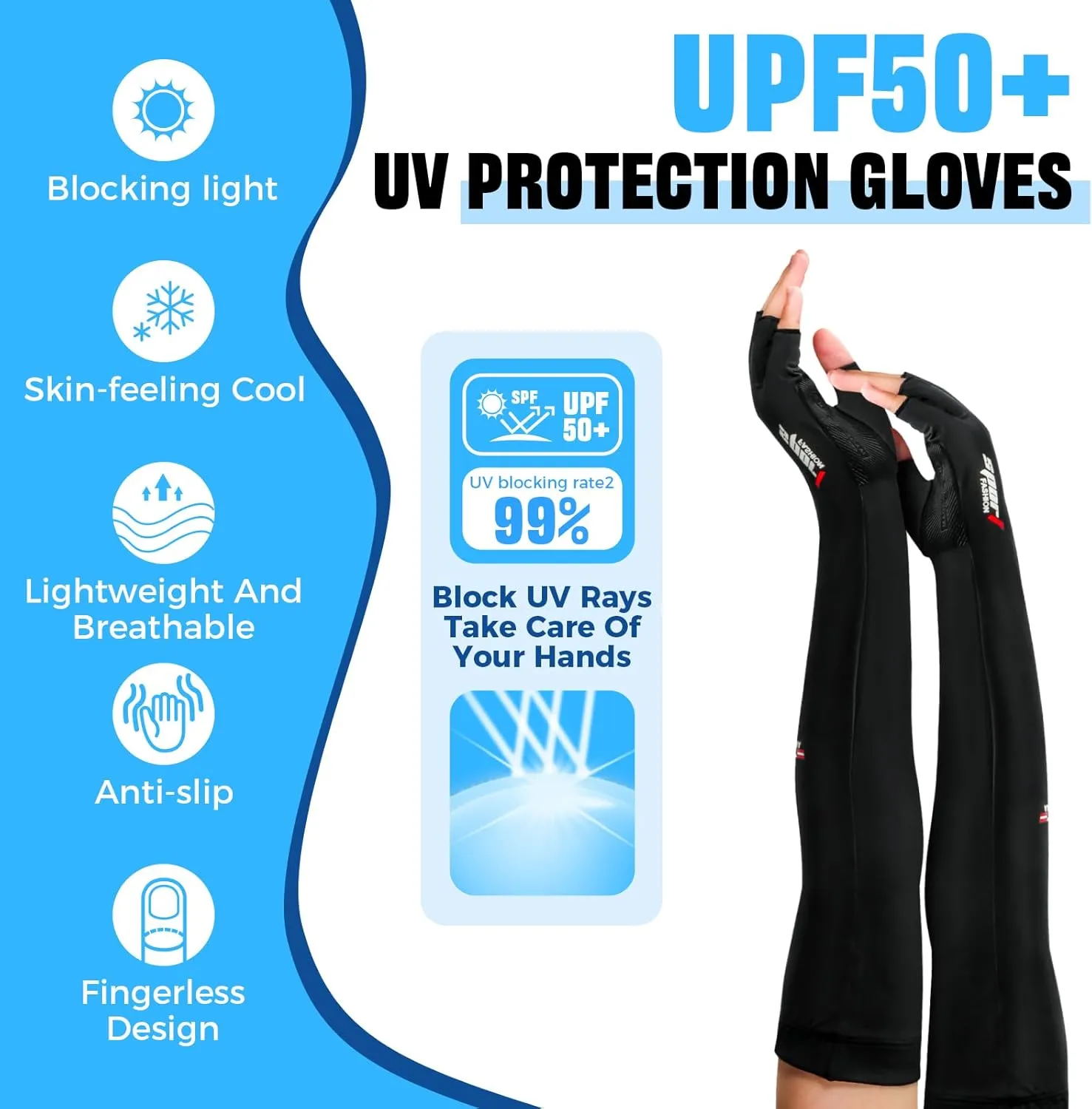 UV Protection Gloves - Non Slip Sunblock Gloves for Summer Outdoor Fishing & Driving