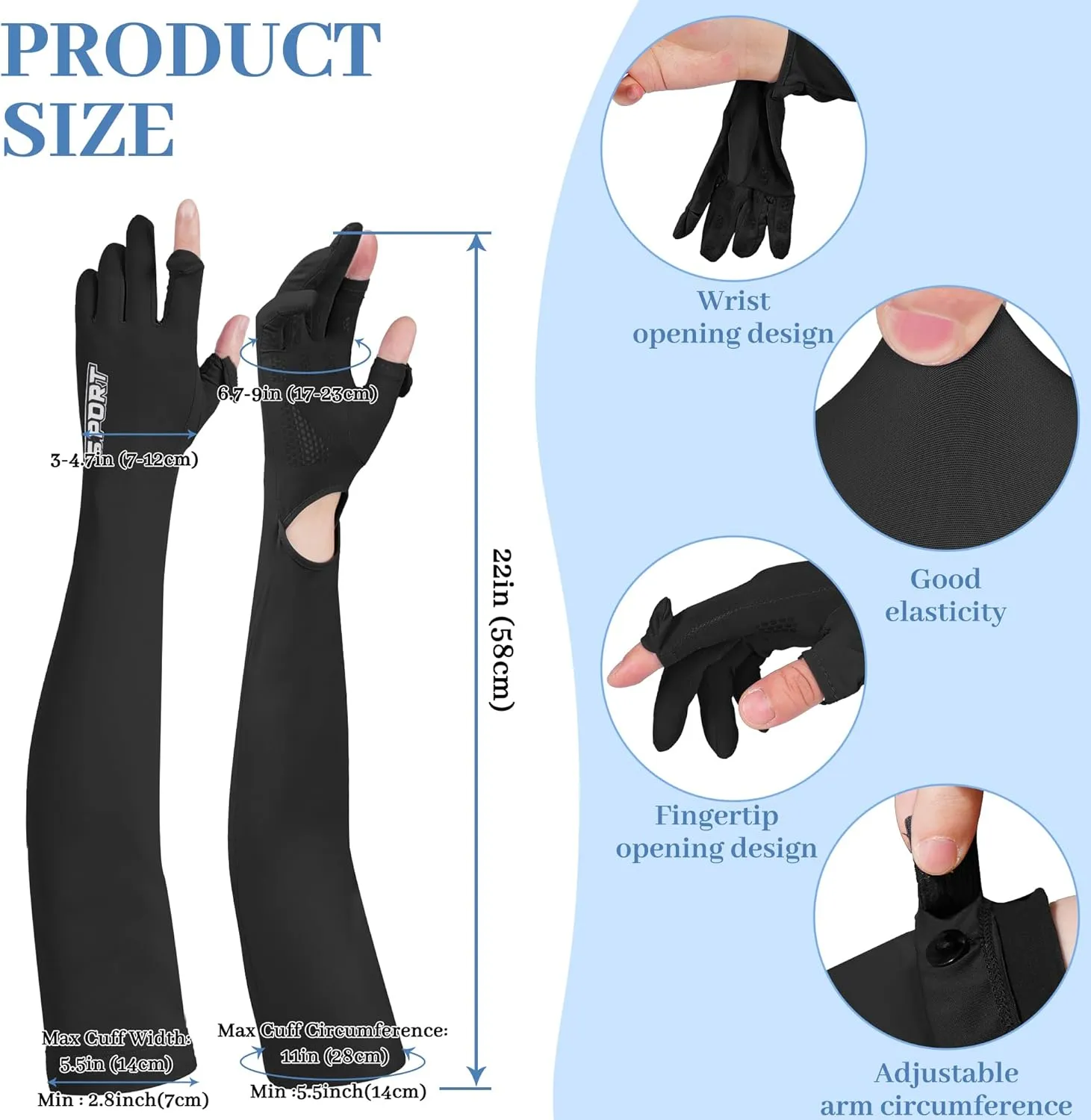 UV Protection Gloves - Non Slip Touchscreen Sun Protection Driving Fishing Gloves